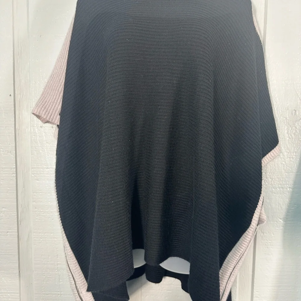 JENNIE LIU Women's Cashmere Blend Rib Knitted Poncho Sweater One Size NW…